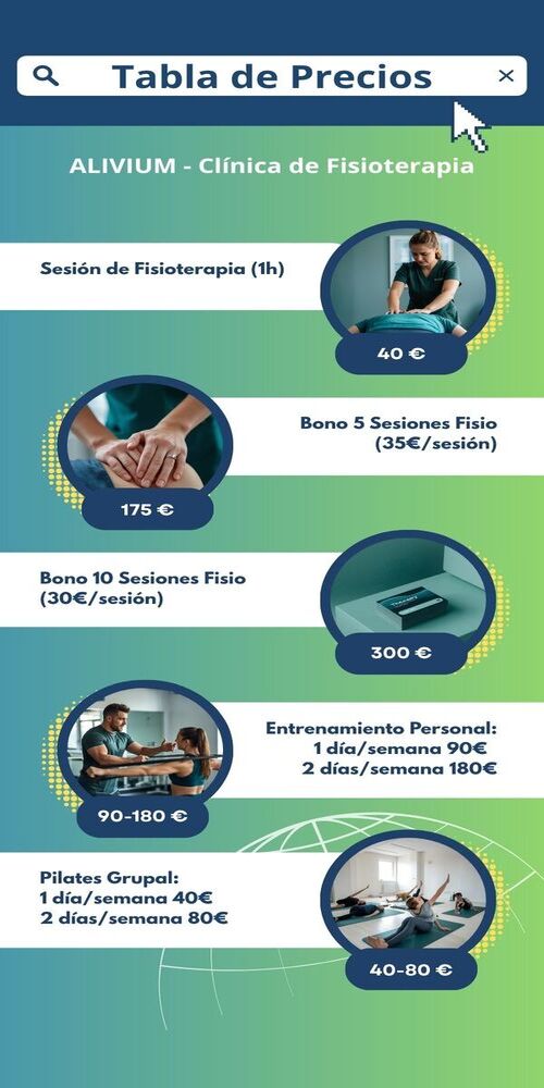 tabla de servicios clínica ali